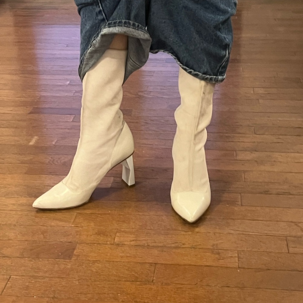 Tibi white suede/ leather sock boots size 39